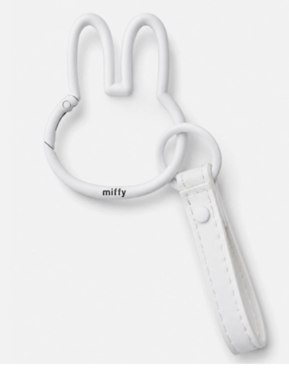 New Miffy Key Fob Keychain Leather Ring Charm Clip to Bag Purse Holder White
